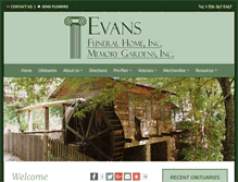 Tablet Screenshot of evansfuneralhomeinc.com